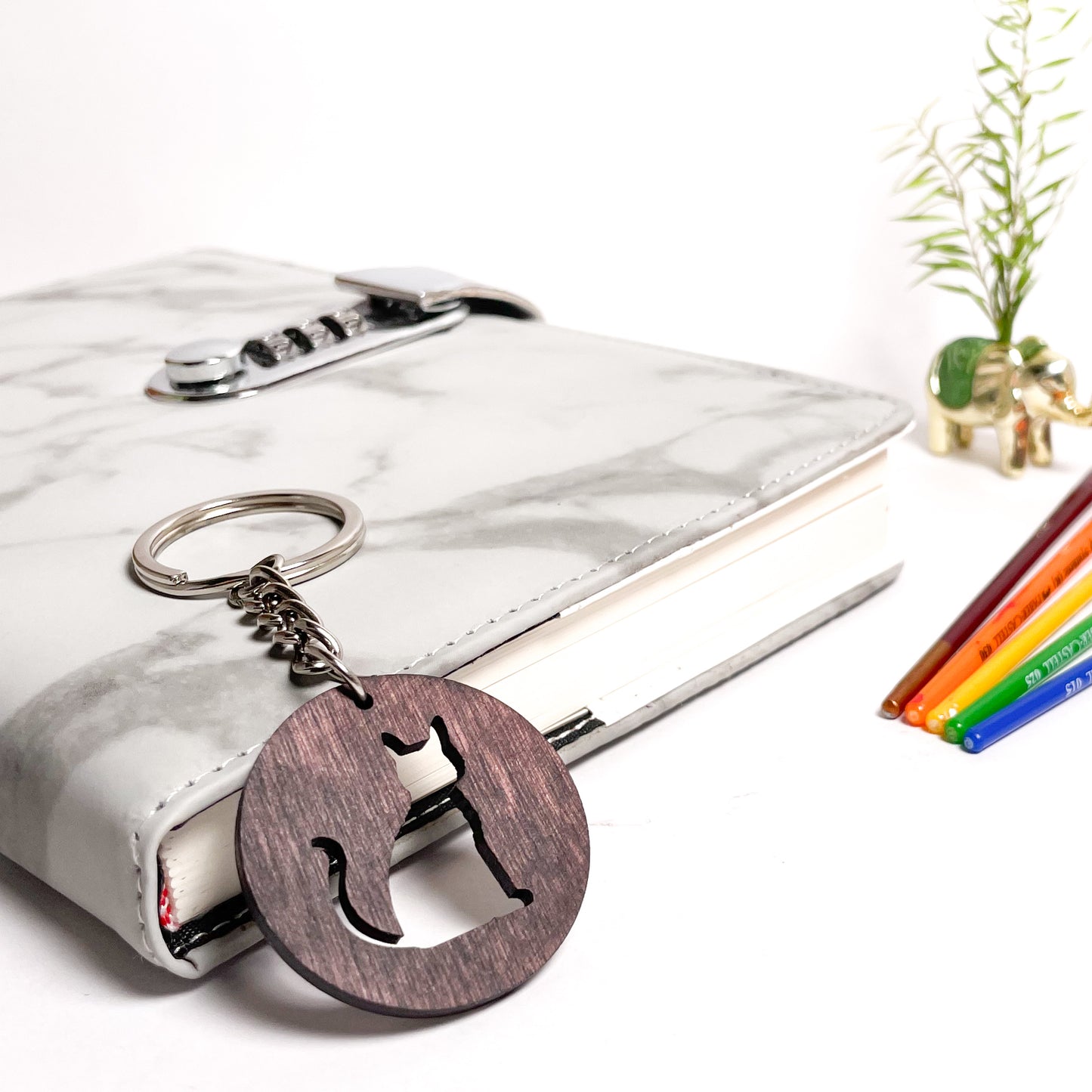 Cat Eka Wooden Key Chain