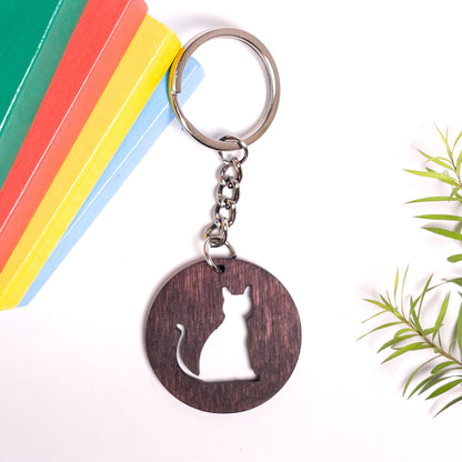 Cat Eka Wooden Key Chain