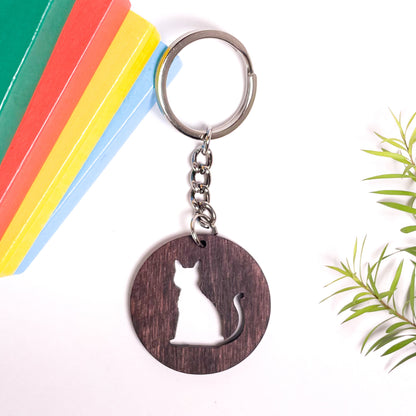 Cat Eka Wooden Key Chain
