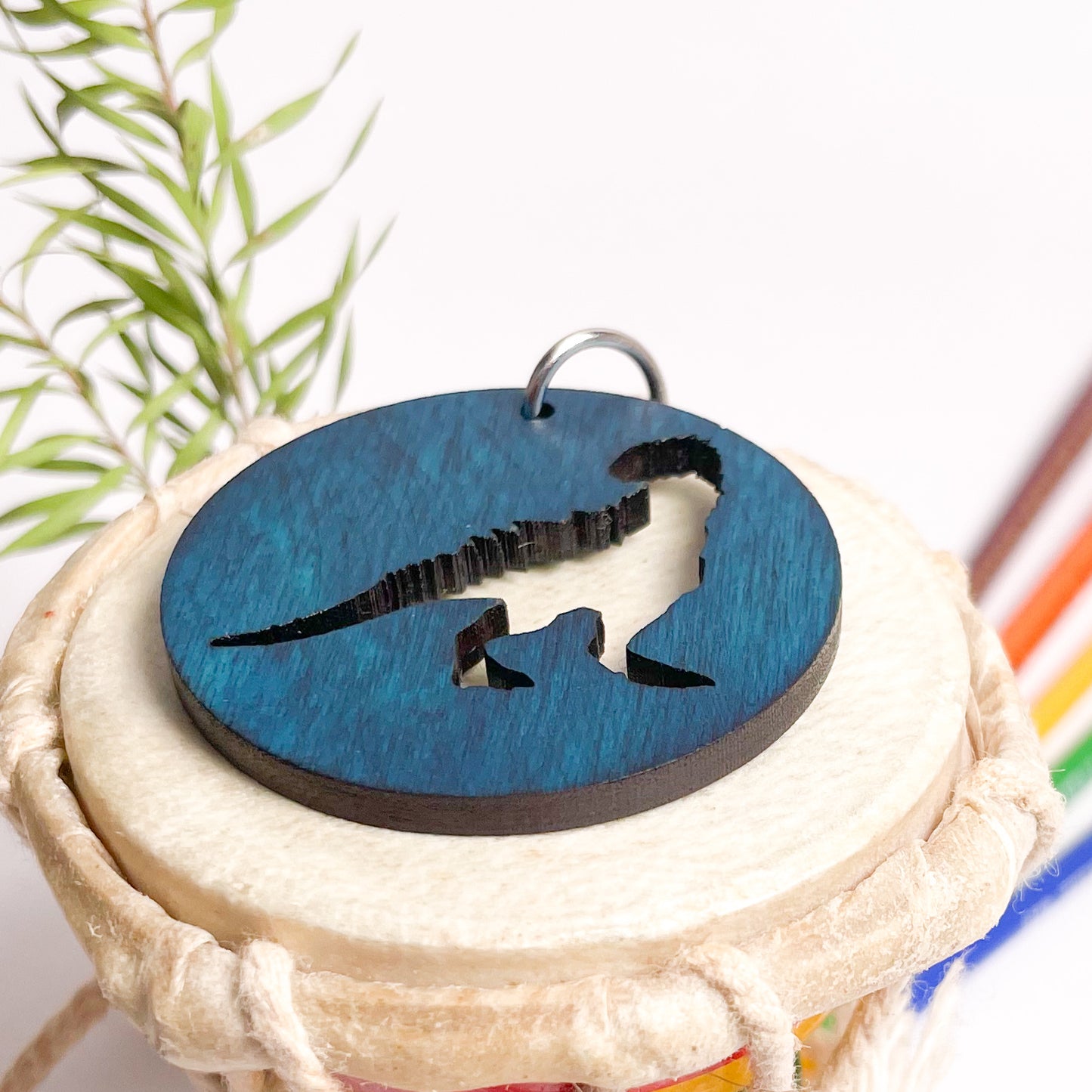 Dinosaur Eka Wooden Key Chain