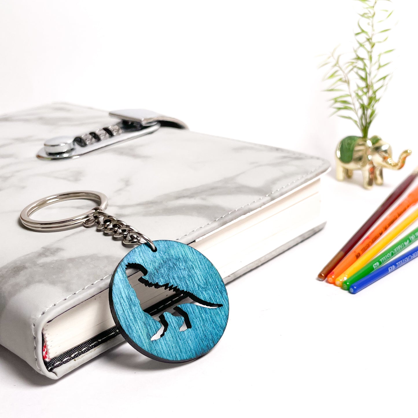 Dinosaur Eka Wooden Key Chain