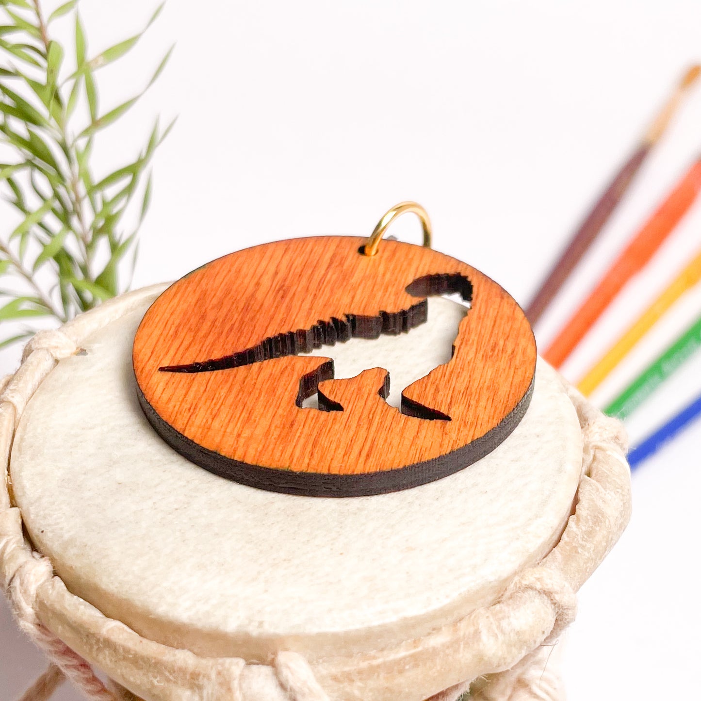 Dinosaur Eka Wooden Key Chain