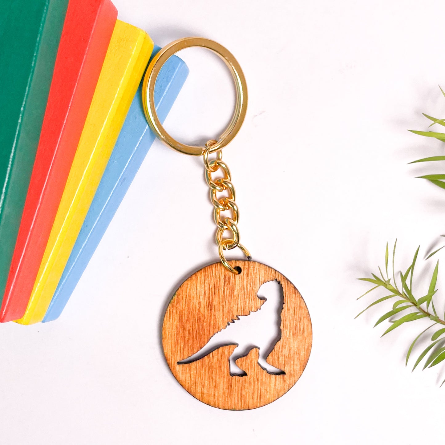Dinosaur Eka Wooden Key Chain