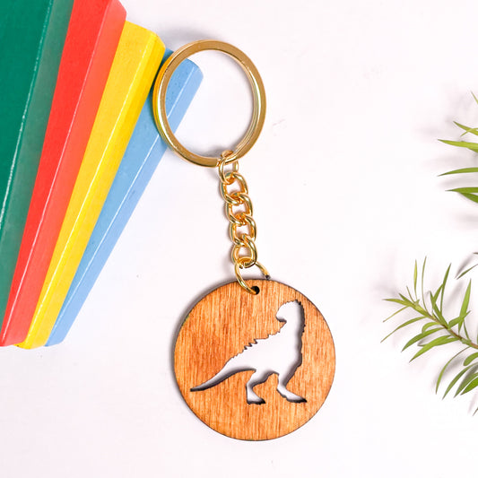 Spirit Animal Key Chain-Dinosaur Eka Wooden-Red Cedar