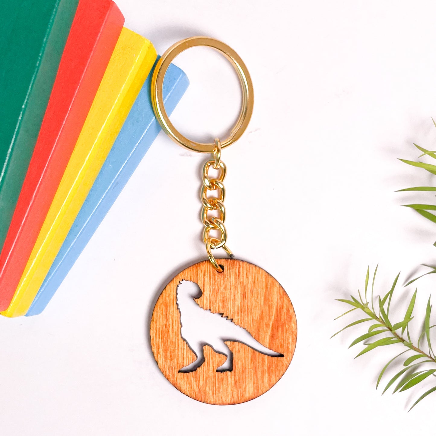 Dinosaur Eka Wooden Key Chain