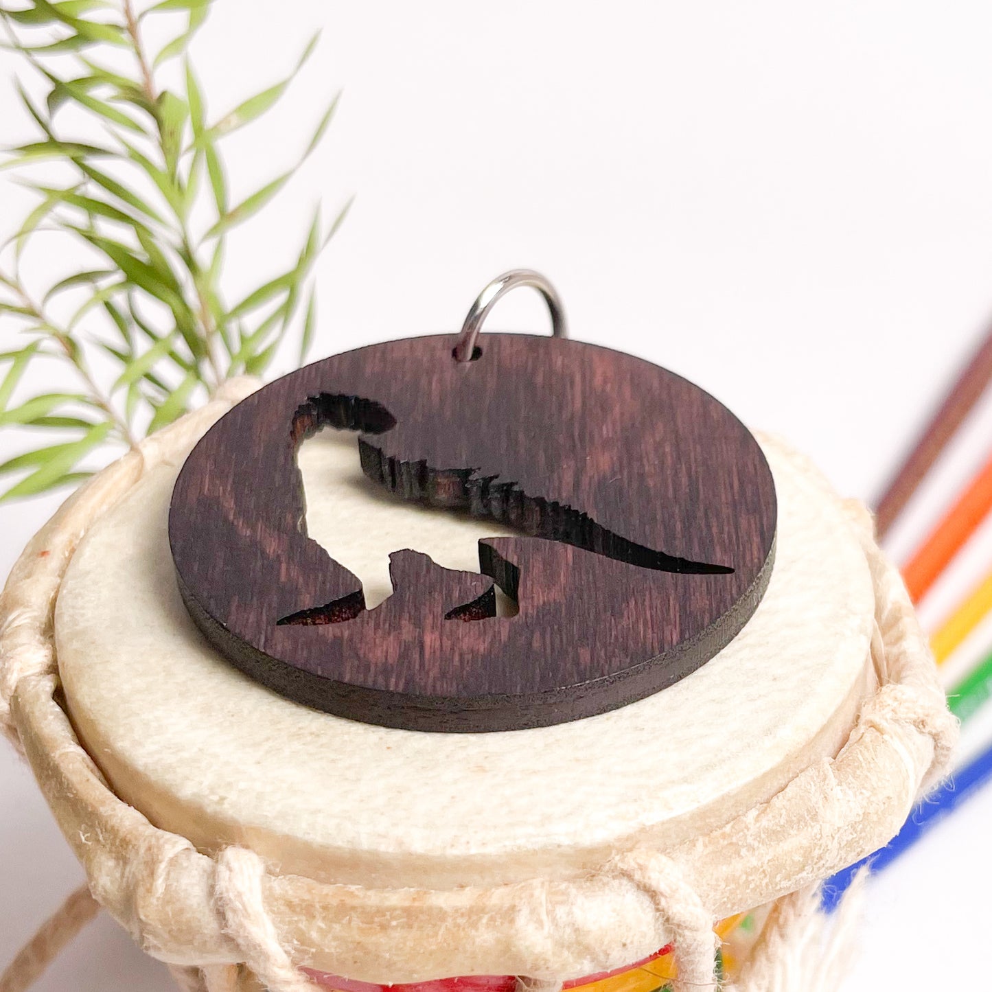 Dinosaur Eka Wooden Key Chain