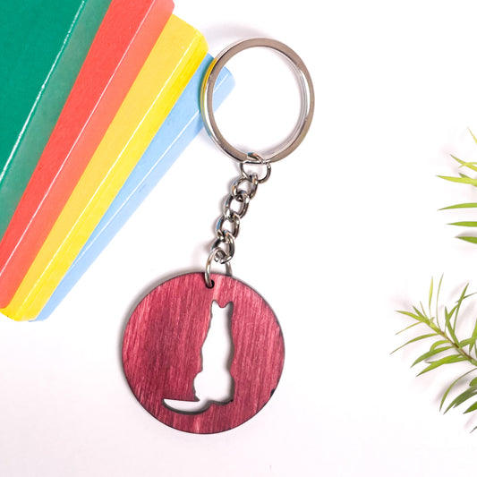 Spirit Animal Key Chain-Dog Eka Wooden-Cherry Wood