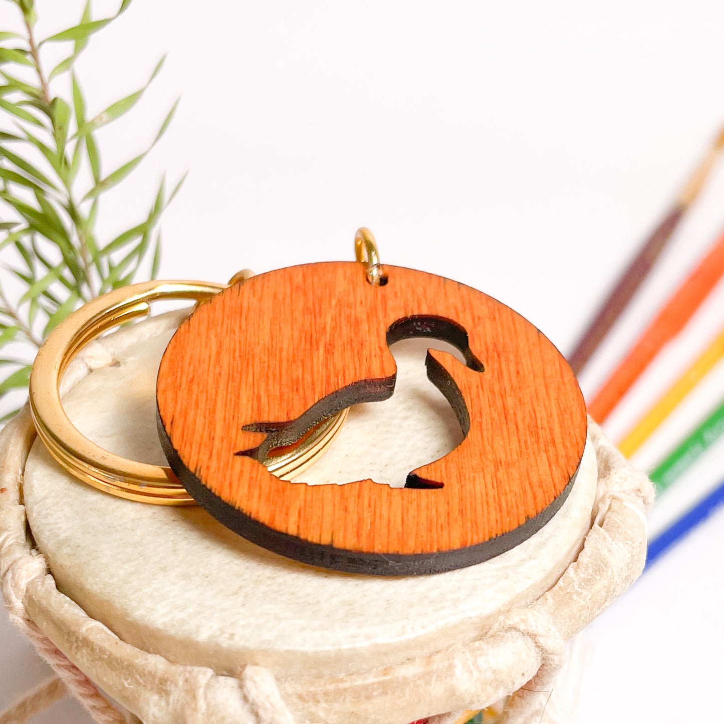 Duck Eka Wooden Key Chain