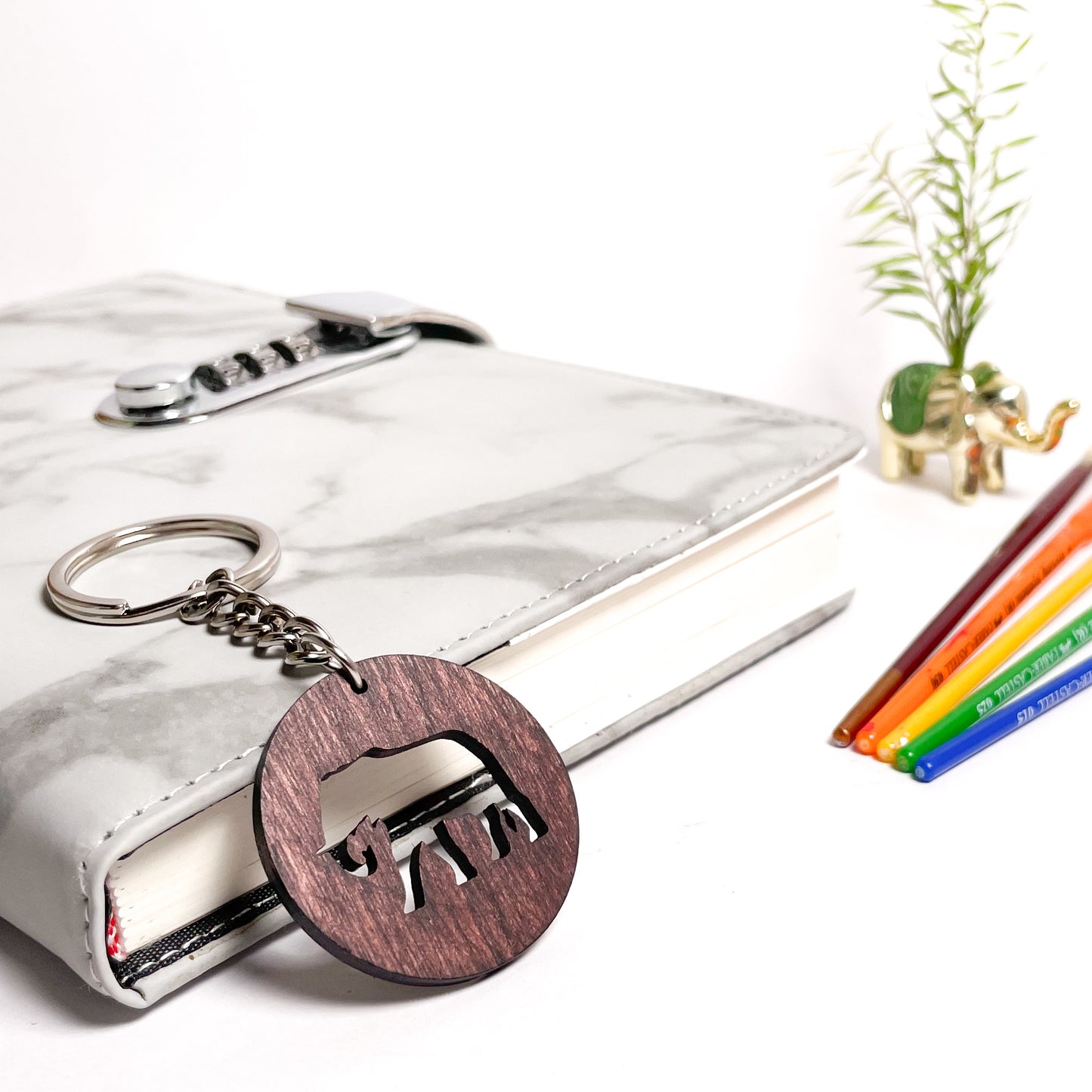 Elephant Eka Wooden Key Chain