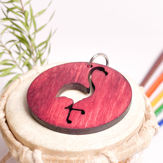 Flamingo Eka Wooden Key Chain