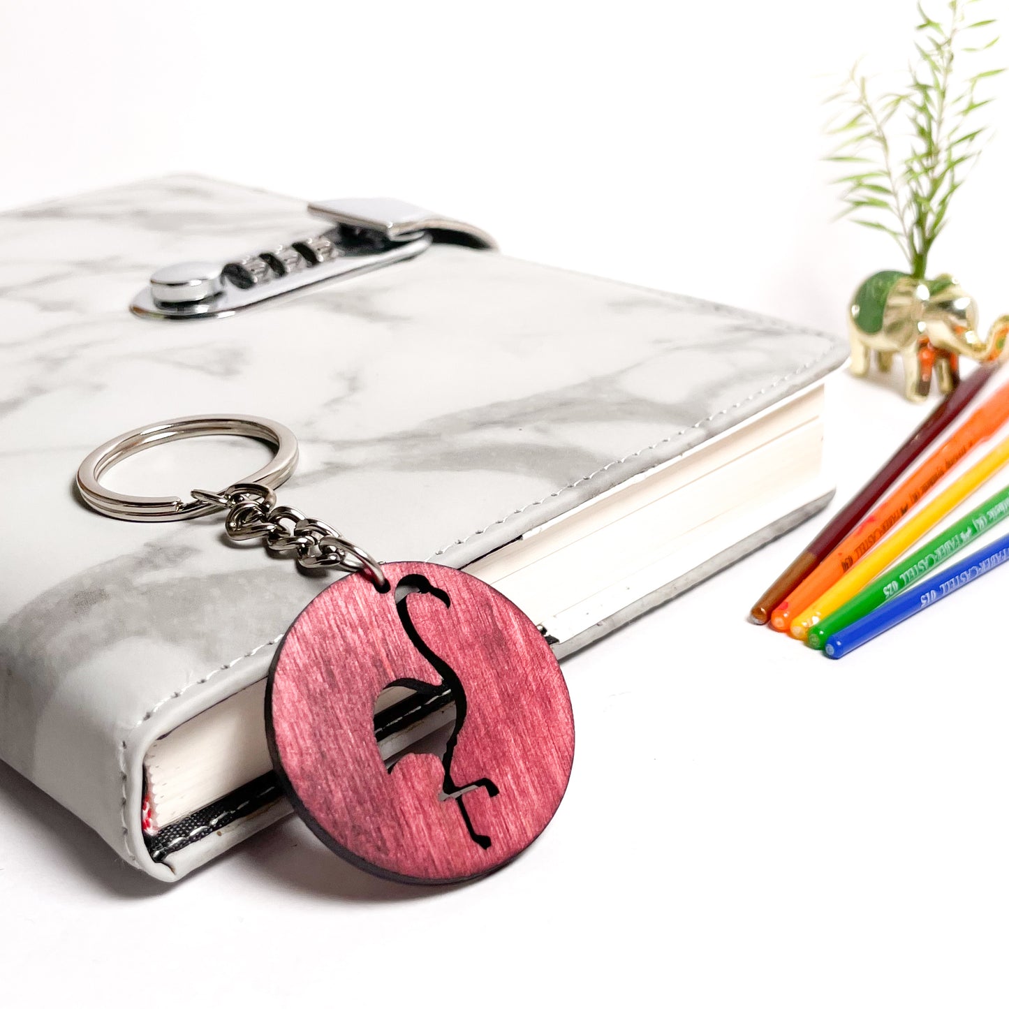 Flamingo Eka Wooden Key Chain