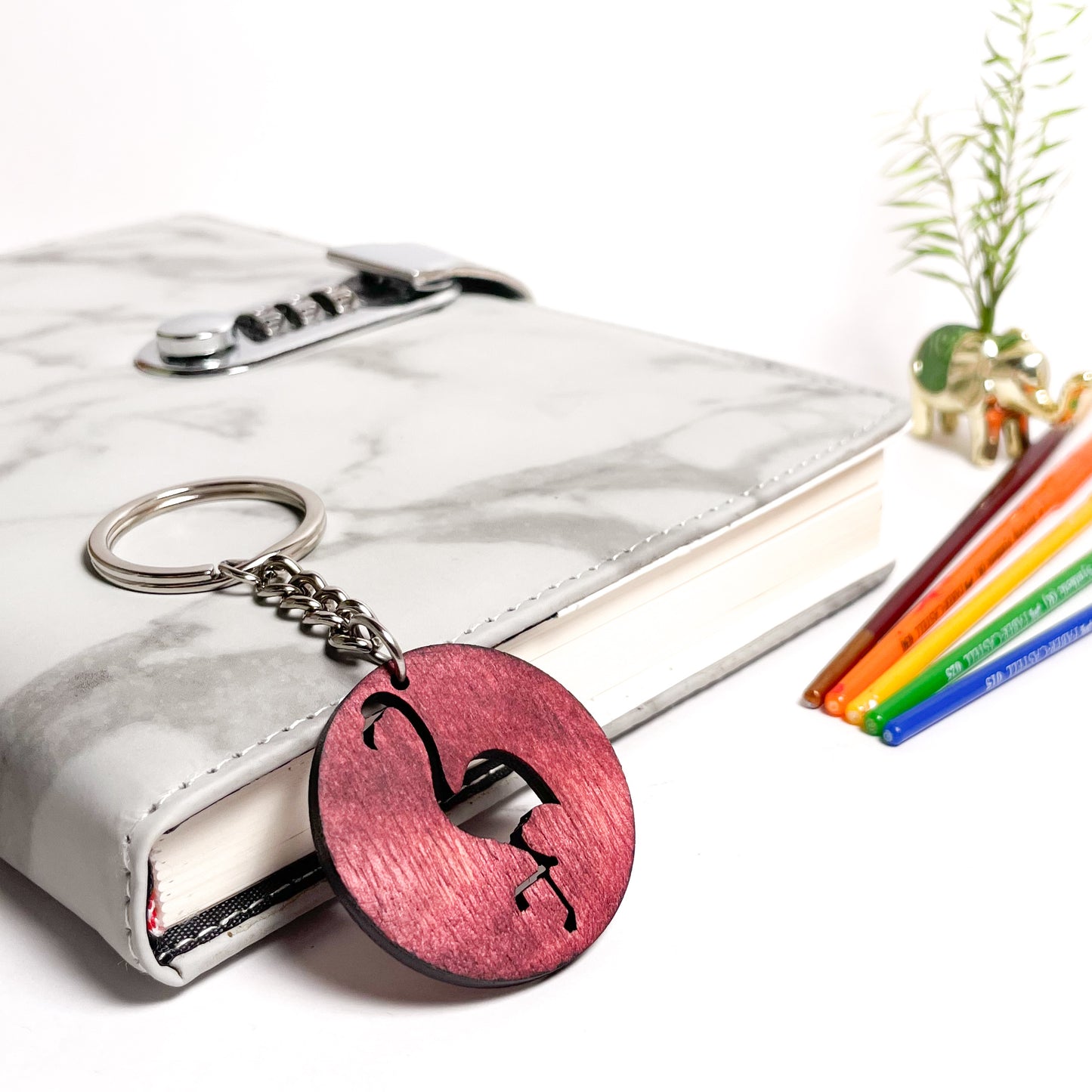 Flamingo Eka Wooden Key Chain