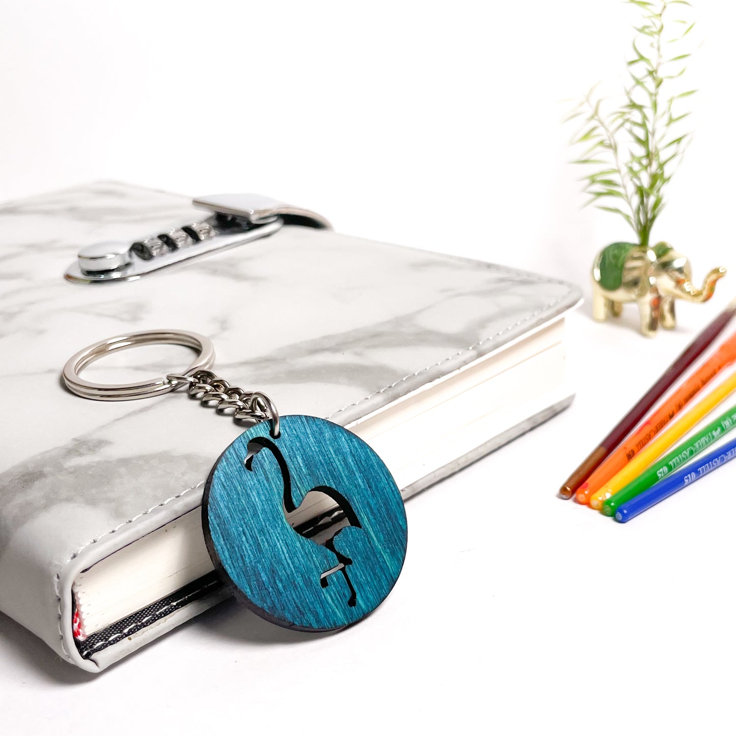Flamingo Eka Wooden Key Chain