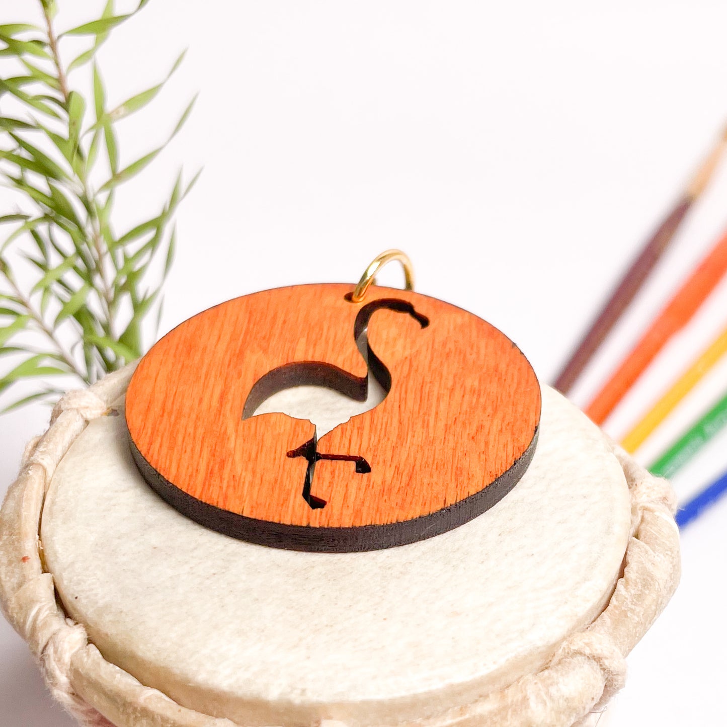 Flamingo Eka Wooden Key Chain