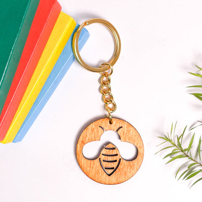 Spirit Animal Key Chain-Honey Bee Dwe Wooden-Red Cedar