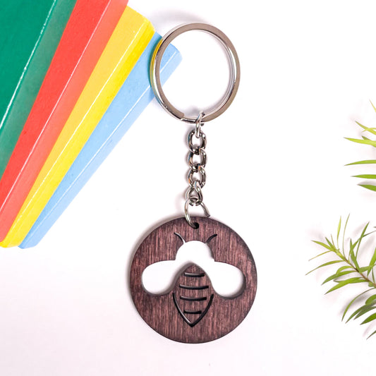 Spirit Animal Key Chain-Honey Bee Dwe Wooden-Rose Wood