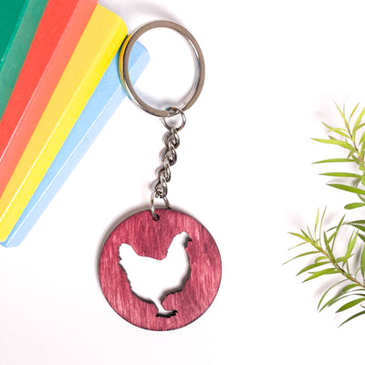 Spirit Animal Key Chain-Hen Eka Wooden-Cherry Wood