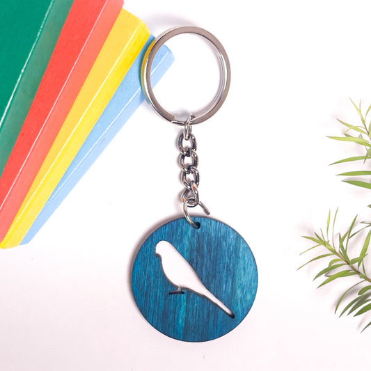 Spirit Animal Key Chain-Parrot Eka Wooden-Indigo