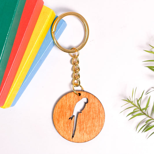 Spirit Animal Key Chain-Parrot Dwe Wooden-Red Cedar