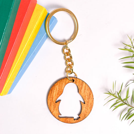 Spirit Animal Key Chain-Penguin Eka Wooden-Red Cedar