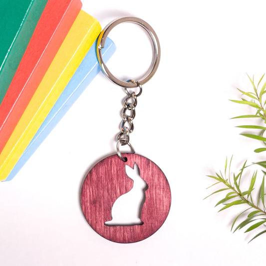 Spirit Animal Key Chain-Rabbit Eka Wooden-Cherry Wood