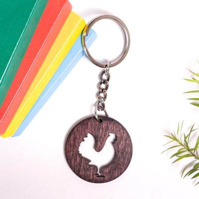 Spirit Animal Key Chain-Rooster Eka Wooden-Rose Wood