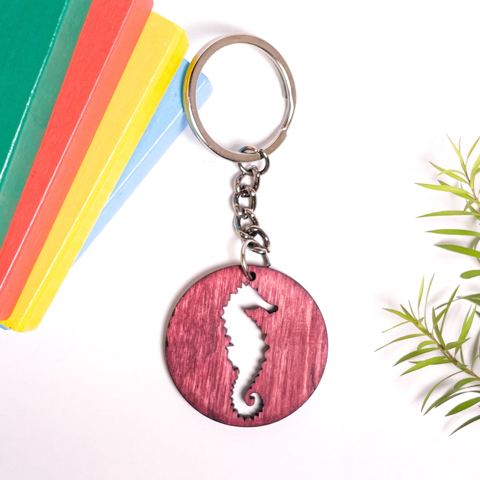 Spirit Animal Key Chain-Sea Horse Eka Wooden-Cherry Wood – IndionArt