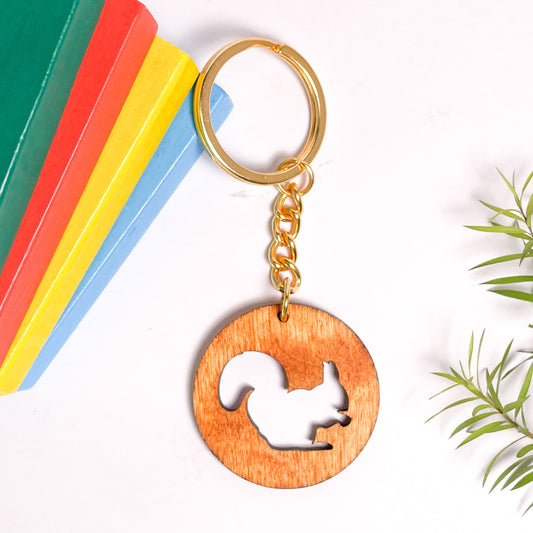 Spirit Animal Key Chain-Squirrel Eka Wooden-Red Cedar
