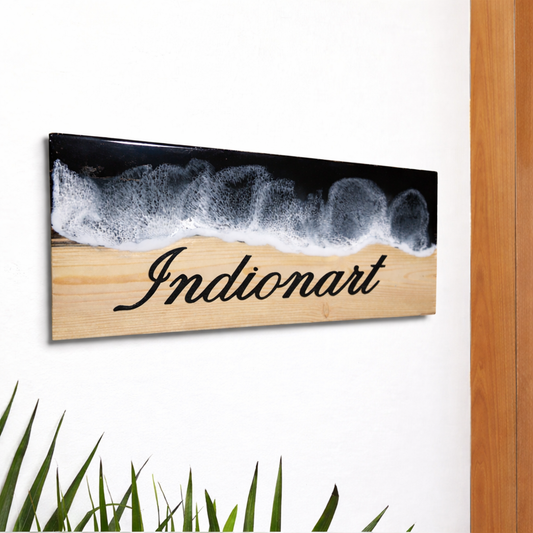 Tamed Tide – Custom Black Resin Wave Name Plate