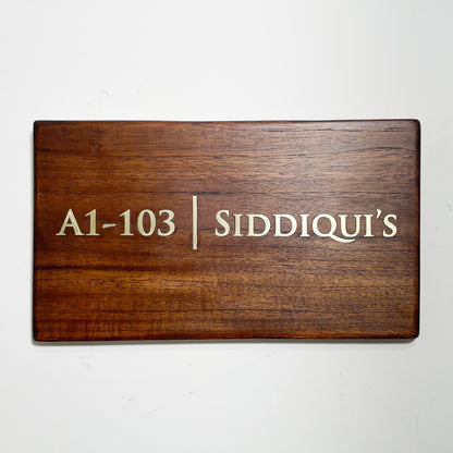 The Brassline | Personalized Teak Wood & Brass Name Plate for Home & Office Entrance
