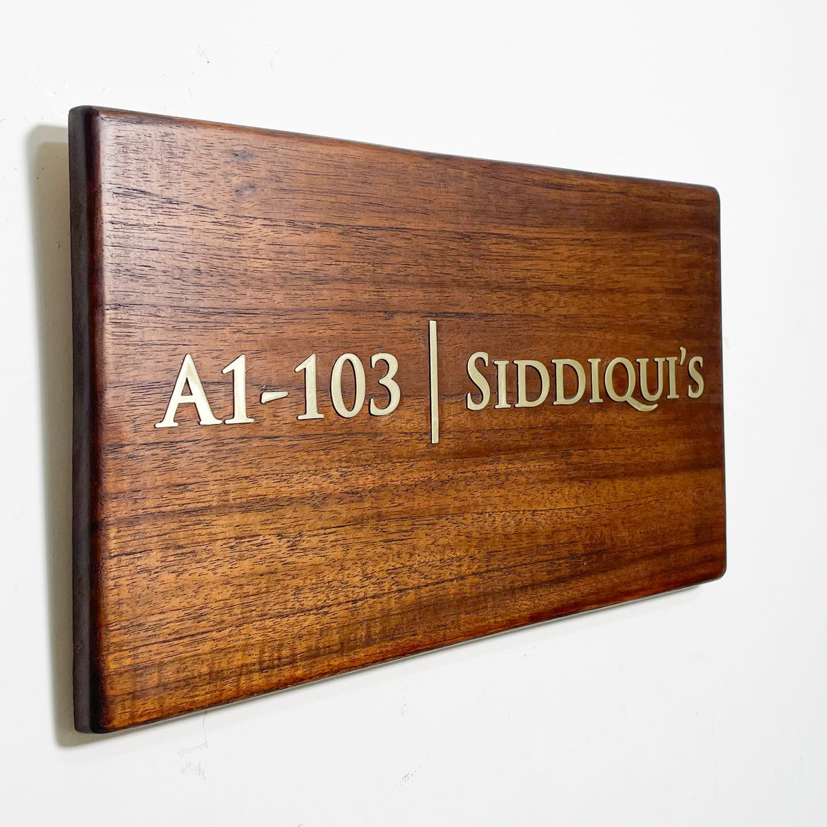The Brassline | Personalized Teak Wood & Brass Name Plate for Home & Office Entrance