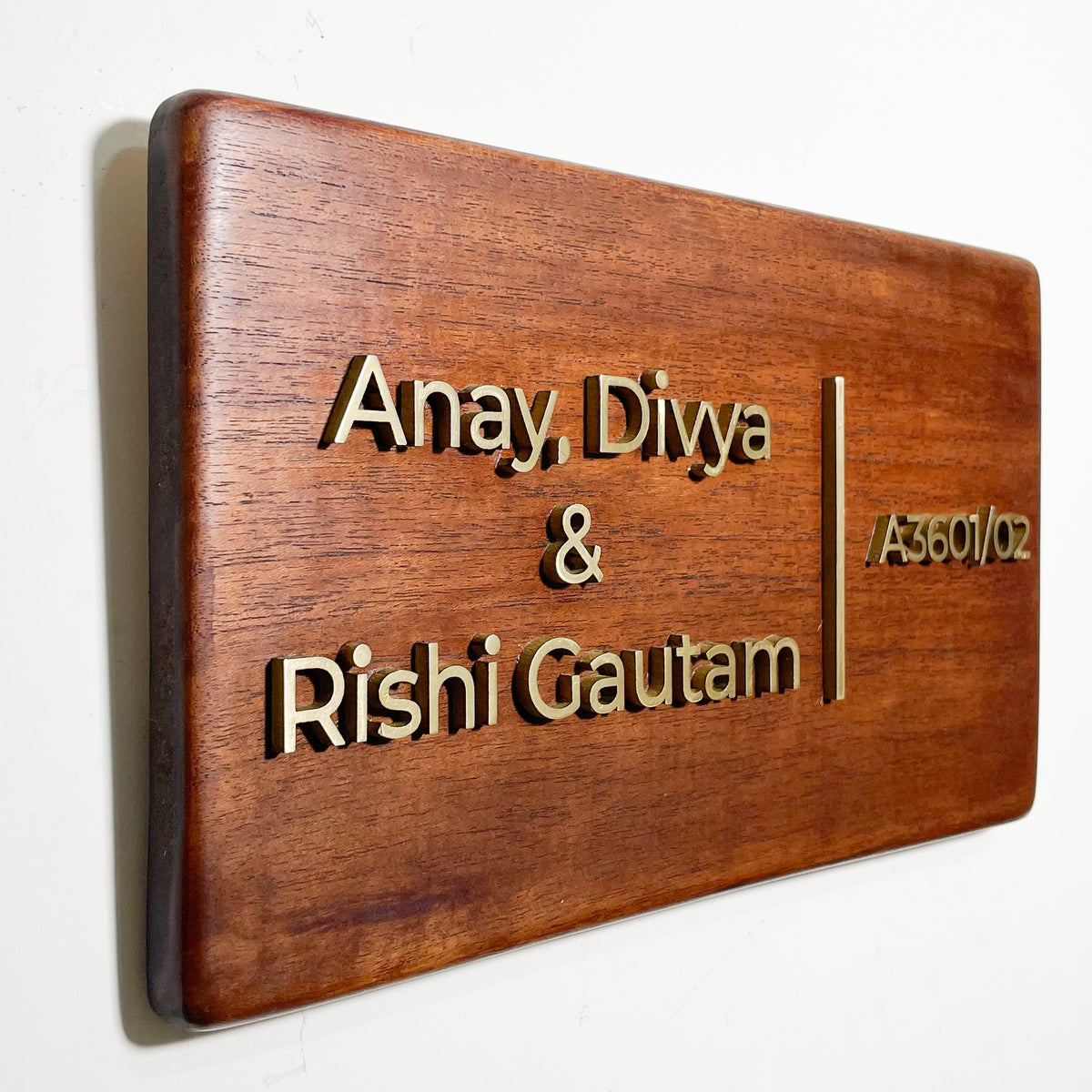 The Brassline | Personalized Teak Wood & Brass Name Plate for Home & Office Entrance
