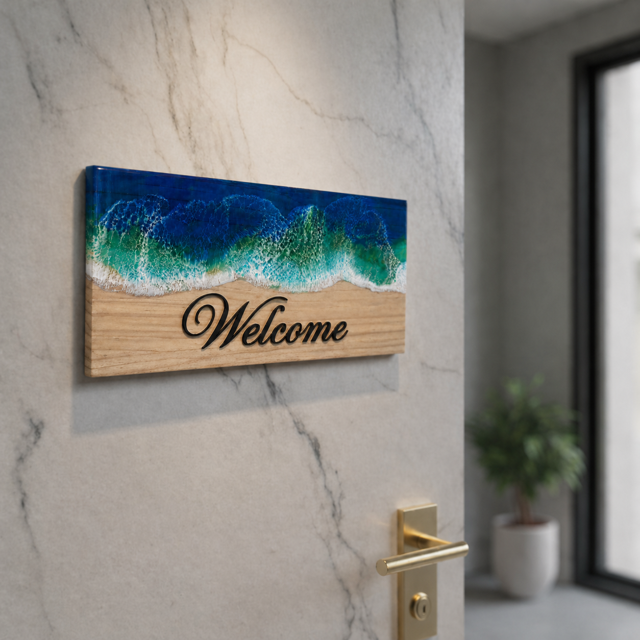 Tamed Tide – Blue Resin Wave Custom Name Plate