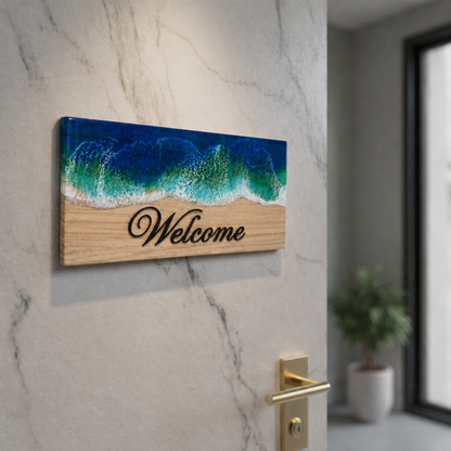 Tamed Tide – Blue Resin Wave Custom Name Plate