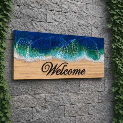 Tamed Tide – Blue Resin Wave Custom Name Plate