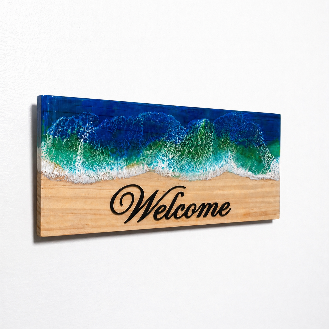 Tamed Tide – Blue Resin Wave Custom Name Plate