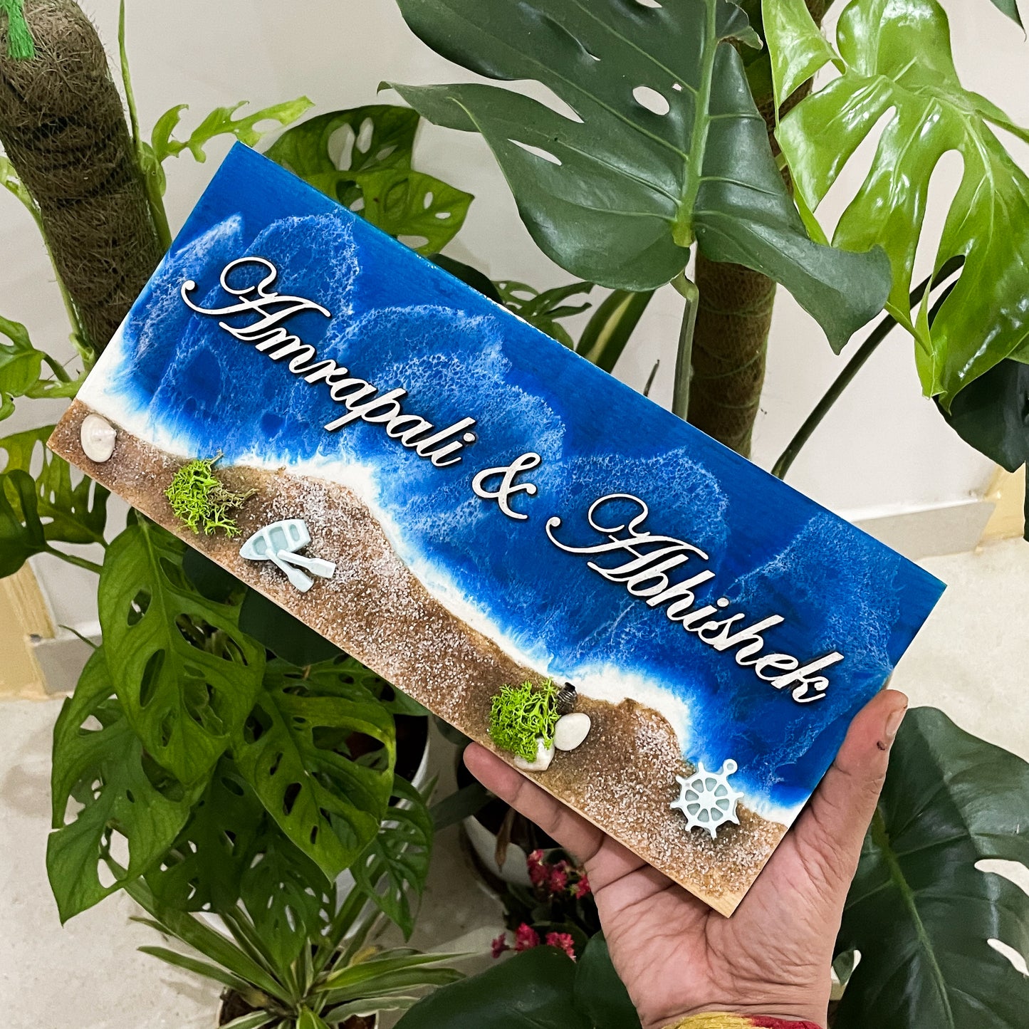 Tamed Tide 2.0 – Blue Resin Wave Custom Name Plate