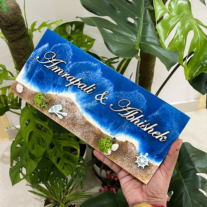 Tamed Tide 2.0 – Blue Resin Wave Custom Name Plate