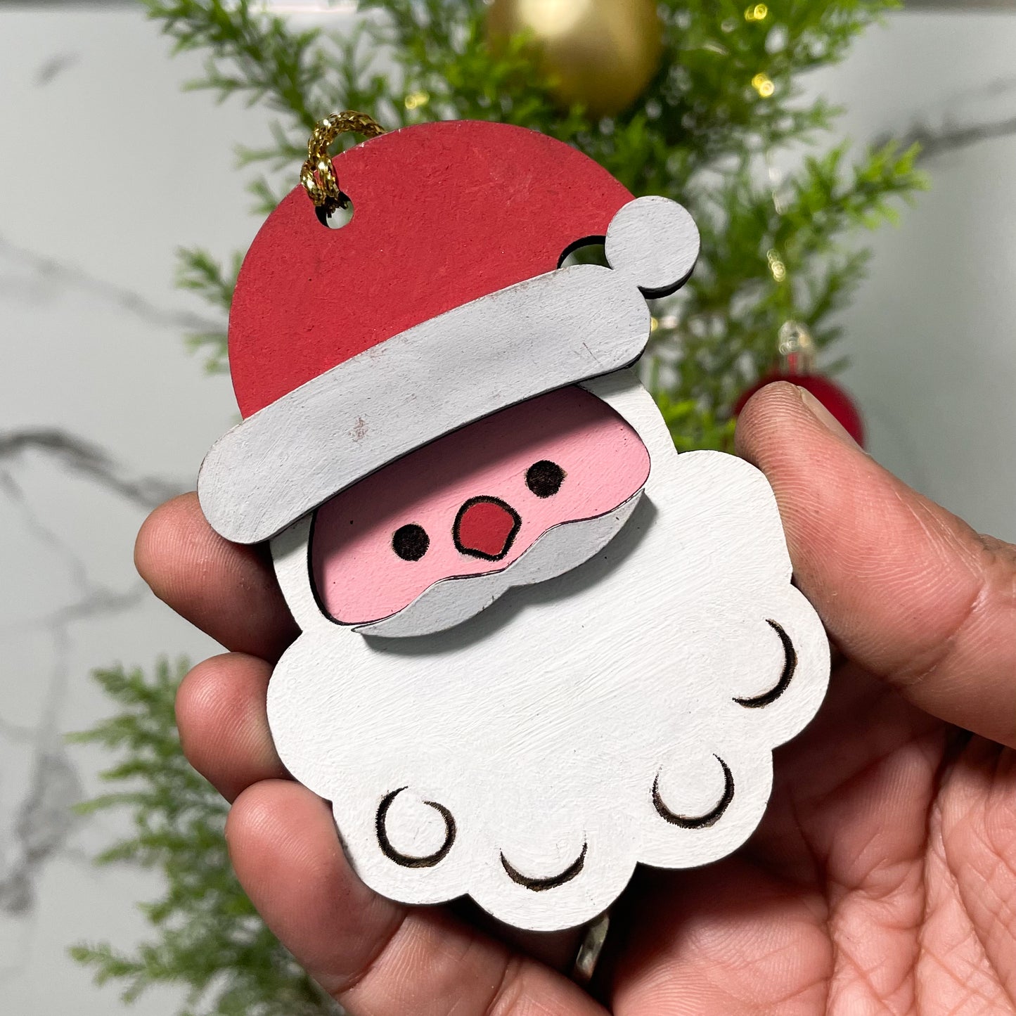 Christmas Ornament Santa Layered Single
