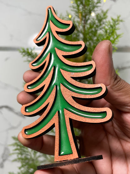 Christmas Standing Resin Tree Gold Single