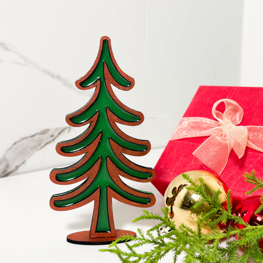 Christmas Standing Resin Tree Gold Single
