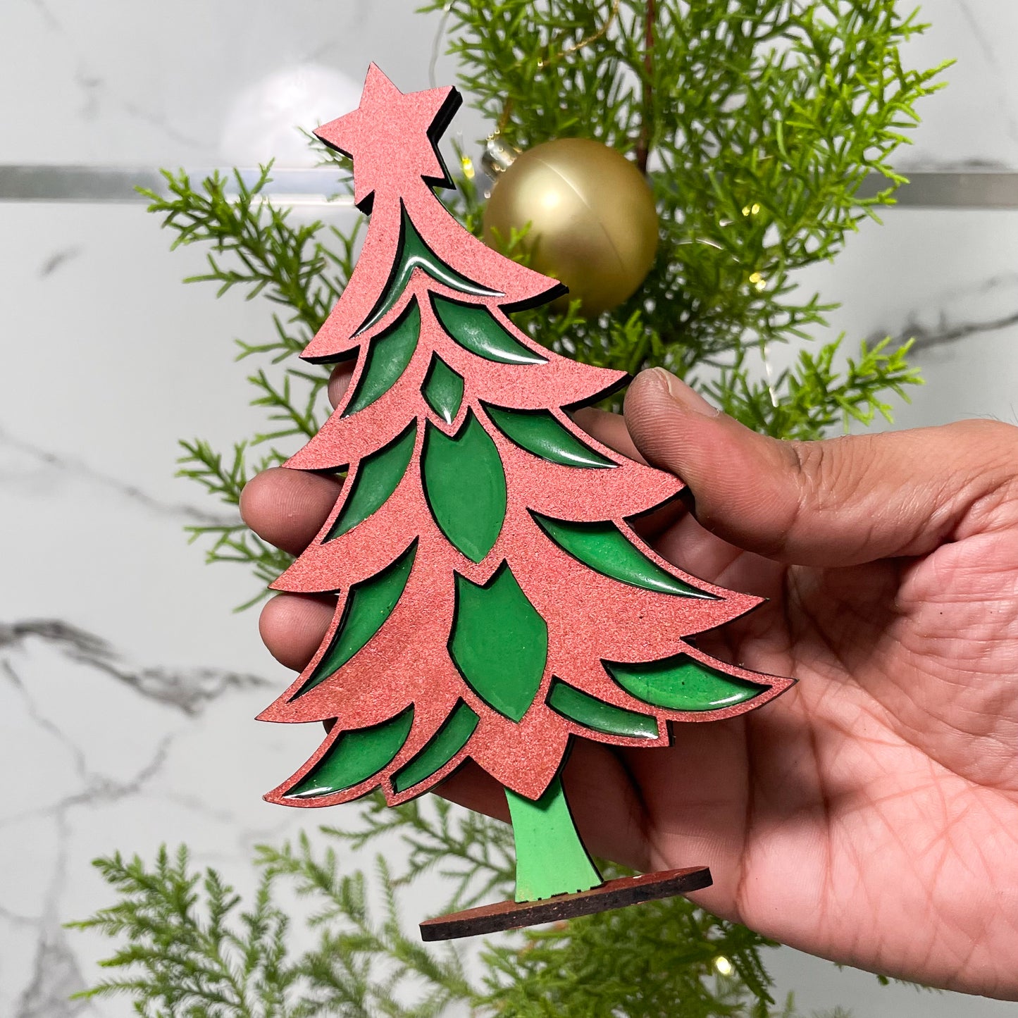 Christmas Standing Resin Tree Rust Single