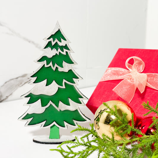 Christmas Standing Resin Tree White Single