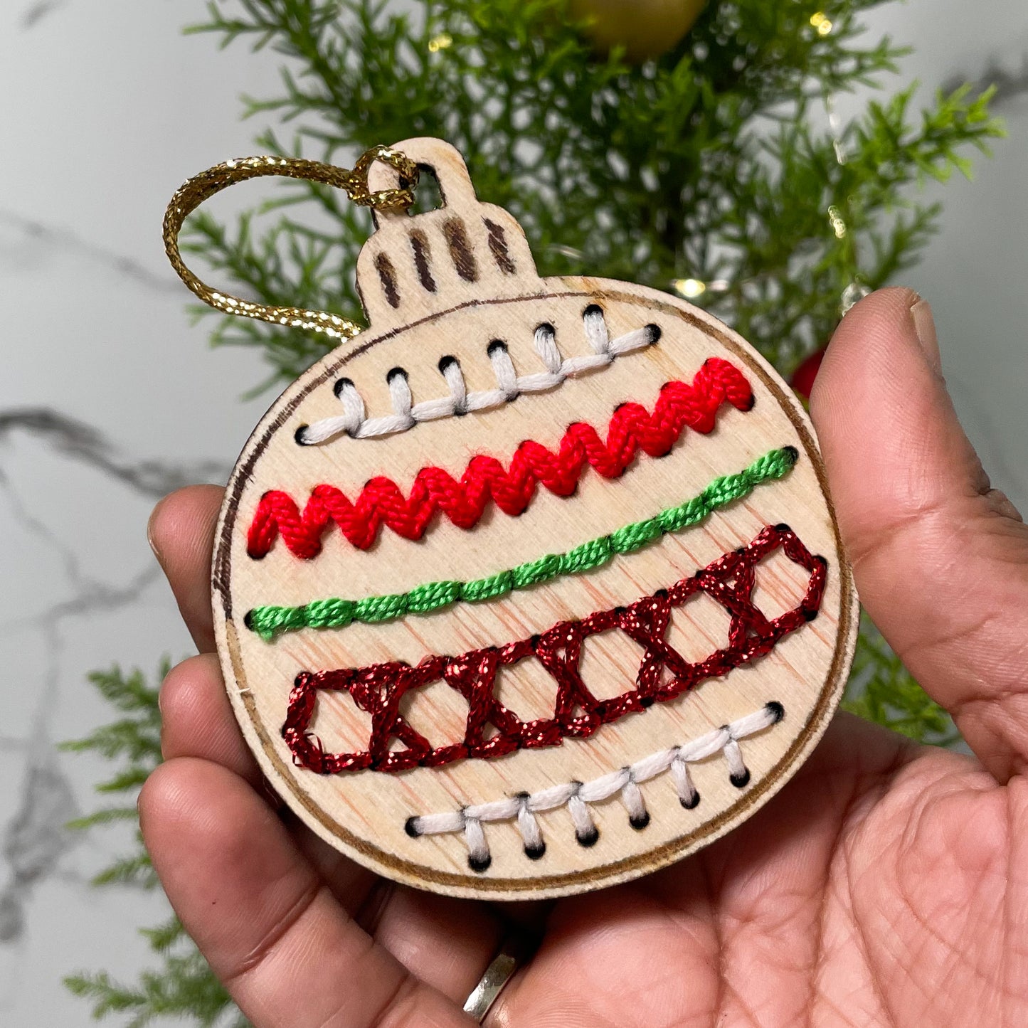 Christmas Ornament Ball Stitched Single