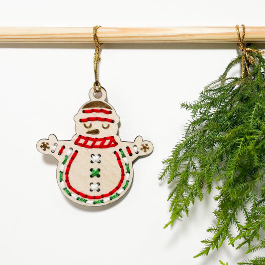 Christmas Ornament Snowman Stitched Single