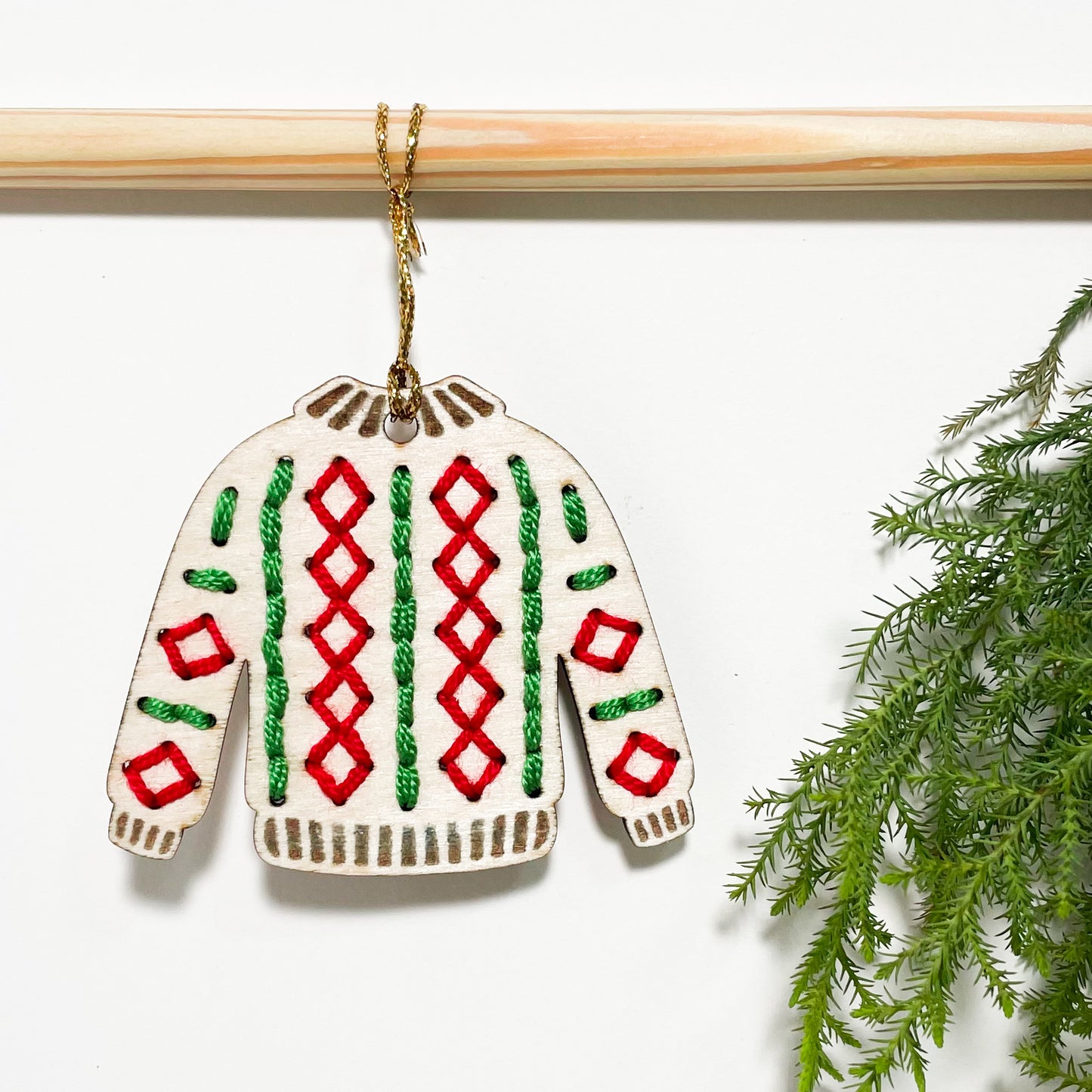 Christmas Ornament Sweater Stitched Single