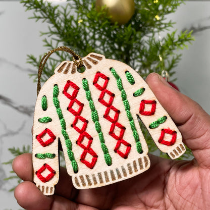 Christmas Ornament Sweater Stitched Single