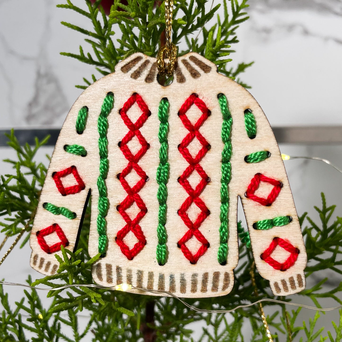 Christmas Ornament Sweater Stitched Single