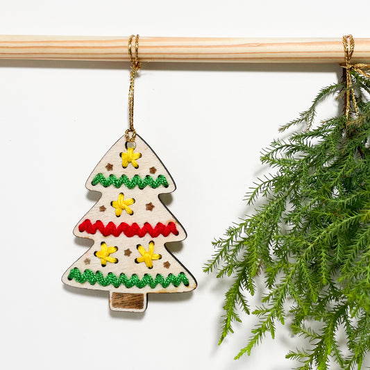 Christmas Ornament Tree Stitched Single